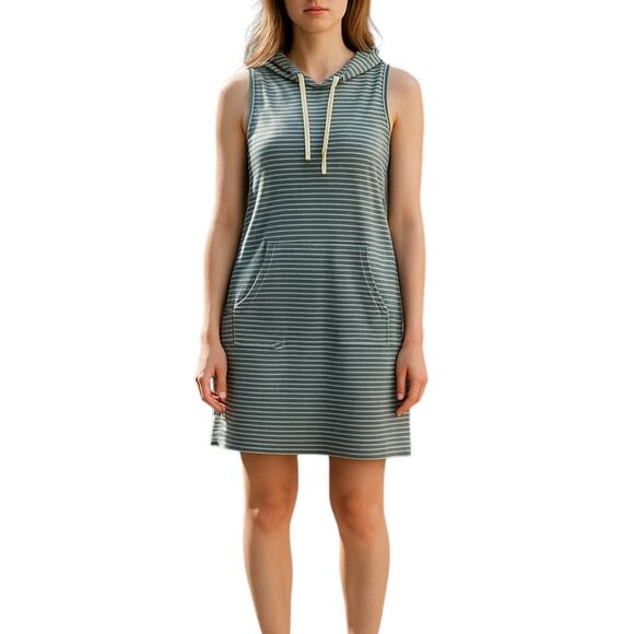 Max Studio Striped Sleeveless Hooded Mini Dress Blue White Size S - Picture 1 of 8